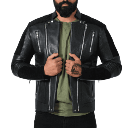 Blouson en cuir véritable et daim